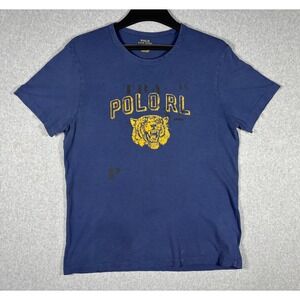 Polo Ralph Lauren Mens Custom Slim Fit Tiger Track Graphic T-Shirt Blue Large